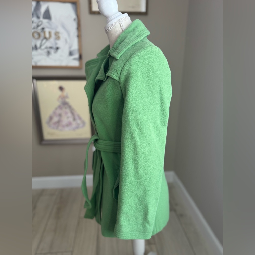 Giacca Light Green Single Button Belted Wool Pea … - image 2